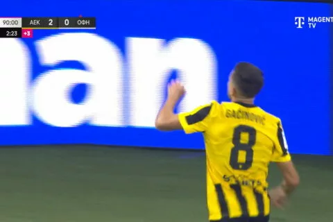 ΑΕΚ – ΟΦΗ: Ο Γκατσίνοβιτς κάνει το 3-0 (vid)