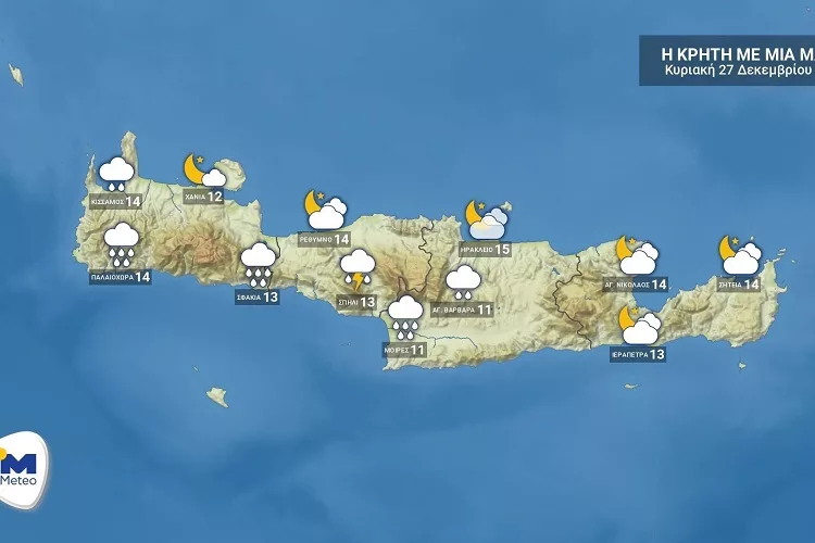 O καιρός σήμερα (27/12) στην Κρήτη <i class="fa fa-video-camera" aria-hidden="true"></i>