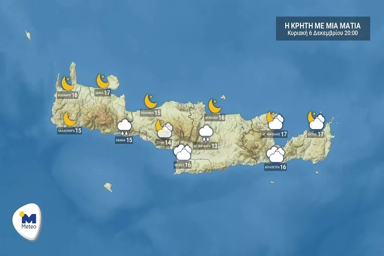 Κρήτη: Ο καιρός για Κυριακή 06 Δεκεμβρίου