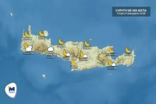 Ο καιρός στην Κρήτη σήμερα Τετάρτη(09/12)