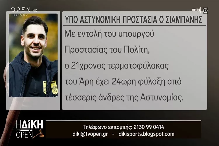 24ωρη αστυνομική προστασία για τον Σιαμπάνη <i class="fa fa-video-camera" aria-hidden="true"></i>