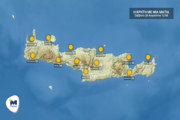 Κρήτη: Ο καιρός για Σάββατο 28 Αυγούστου