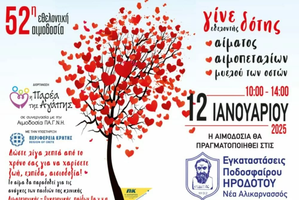 Εθελοντική αιμοδοσία ανακοίνωσε ο Ηρόδοτος