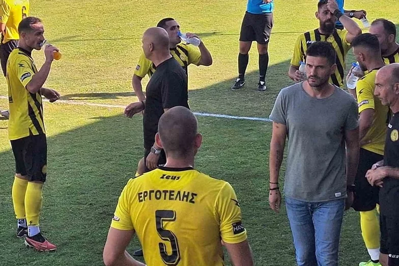 Στην προπόνηση της Κ14 του Εργοτέλη Η. Κώτσιος και Ν. Κατσικοκέρης